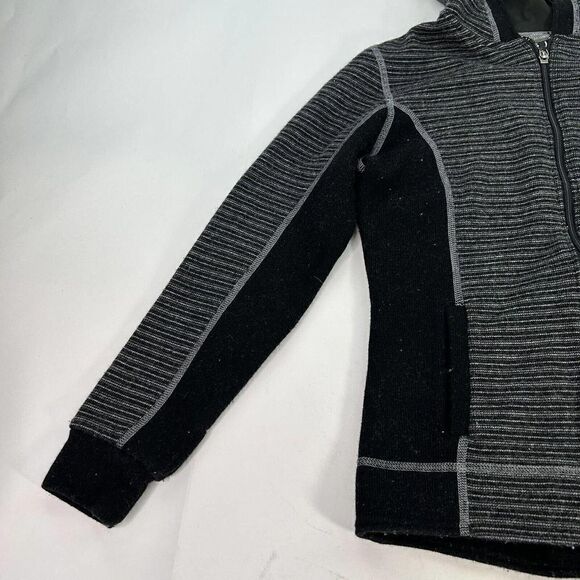 Kuhl Women’s Chianti Fleece Sweater Size S GRAY BLACK Full Zip Hooded Wool Blend - Picture 4 of 11